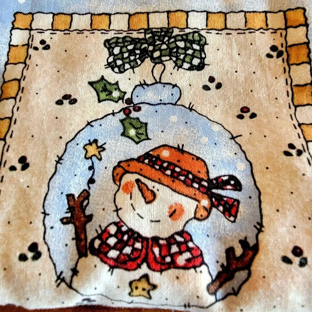 VTG 80s 90s Y2k Cottage core Snowman-Themed Quilted Placemats